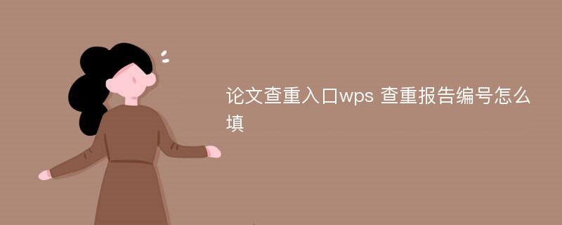 论文查重入口wps 查重报告编号怎么填